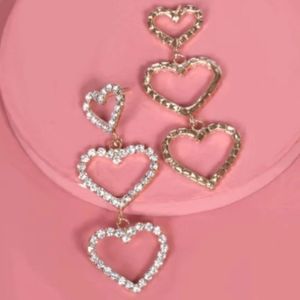 NEW Heart Drop Dangle Rhinestone Earings